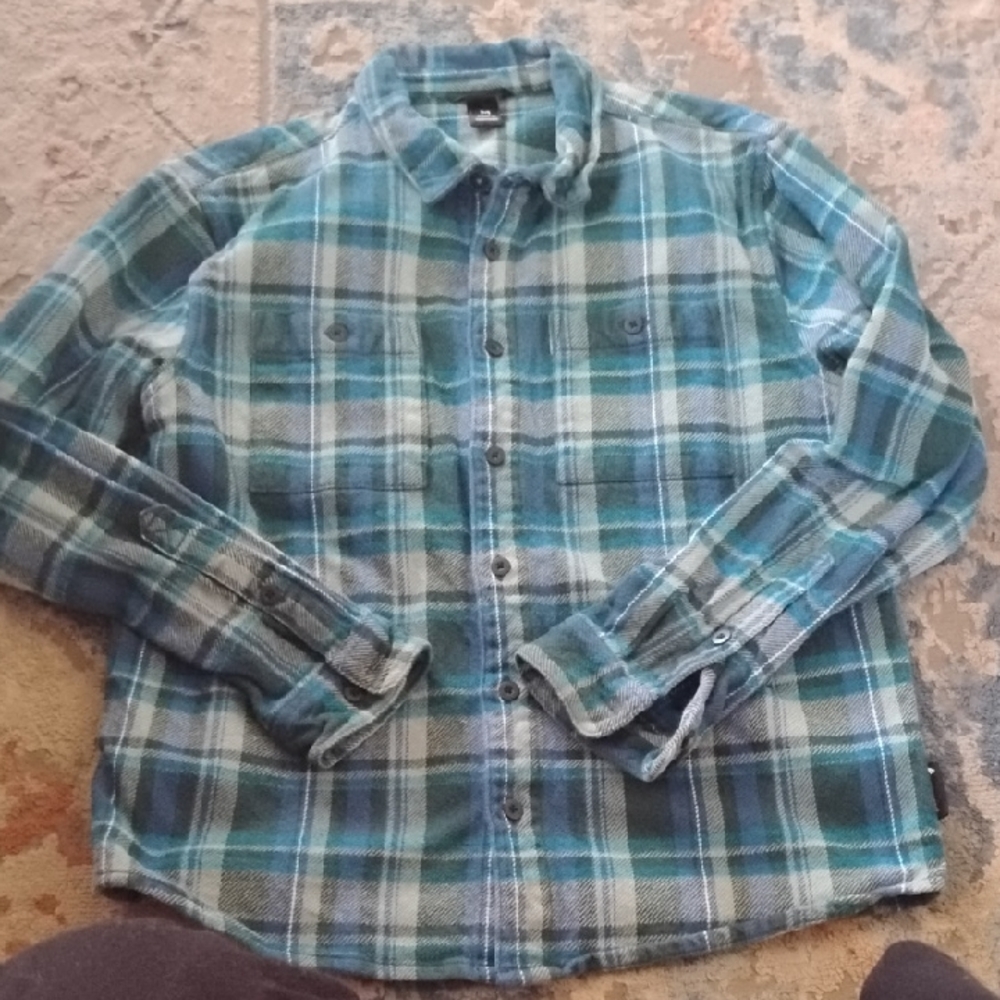 Cotopaxi Men's Plaid Flannel Shirt - Teal Blue, Medium